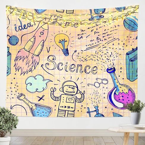Science Theme Tapestry for Boys Girls Back to School Gifts Tapestries,Math Geometry Science Wall Tapestry Science Formula Wall Hangings Teens Kids Math Equation Wall Art Tapestry Black,59"X82" in Saudi Arabia