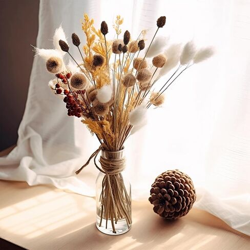 60pcs Red Dried Mini Pine Cone Ball Flowers with Stems 17" - Billy Ball Flowers for Vase, DIY Crafts and Home Decoration - Natural and Preserved Flowers for Fall, Wedding, Bridal Shower. in Saudi Arabia