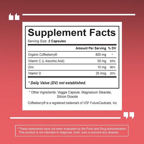Vitacoffee Caffeine Coffee Fruit Powder for Energy, Memory, Focus, Antioxidant, Metabolism, Skin Health Support - 100g & 33 Day Supply - Non-GMO, Gluten-Free, Vegan Supplement in Saudi Arabia