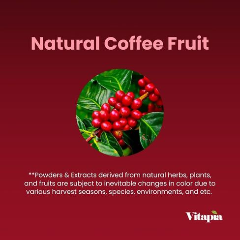 Vitacoffee Caffeine Coffee Fruit Powder for Energy, Memory, Focus, Antioxidant, Metabolism, Skin Health Support - 100g & 33 Day Supply - Non-GMO, Gluten-Free, Vegan Supplement in Saudi Arabia