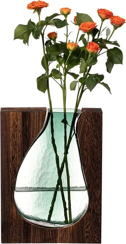 10-Inch Wood and Glass Inlay Vase - Merging The Natural Warmth and Texture of Wood with The Elegance and Color of Glass, Perfect for Enhancing Home Decor, Office Desk, Kitchen Table or Living Room in Kuwait