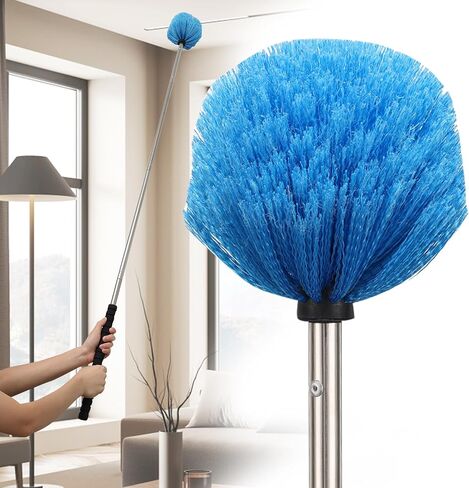 Cobweb Duster with Extension Pole Outdoor, Spider Web Cleaner Brush with Pole Long Handle for High Ceiling Wall Duster 7ft, Web Remover Brush and Pole Dusting Brush House Cleaning Tools in Saudi Arabia