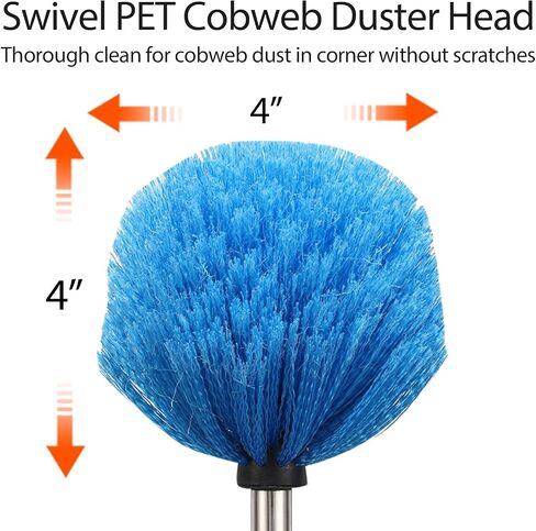 Cobweb Duster with Extension Pole Outdoor, Spider Web Cleaner Brush with Pole Long Handle for High Ceiling Wall Duster 7ft, Web Remover Brush and Pole Dusting Brush House Cleaning Tools in Saudi Arabia