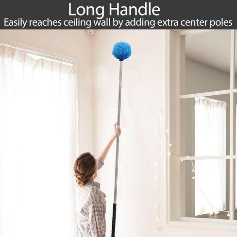 Cobweb Duster with Extension Pole Outdoor, Spider Web Cleaner Brush with Pole Long Handle for High Ceiling Wall Duster 7ft, Web Remover Brush and Pole Dusting Brush House Cleaning Tools in Saudi Arabia