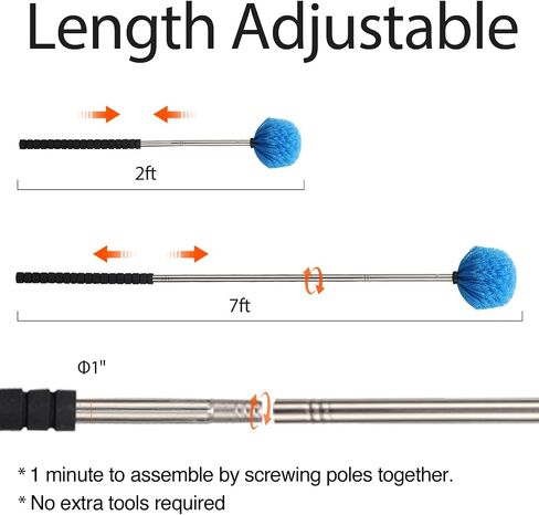 Cobweb Duster with Extension Pole Outdoor, Spider Web Cleaner Brush with Pole Long Handle for High Ceiling Wall Duster 7ft, Web Remover Brush and Pole Dusting Brush House Cleaning Tools in Saudi Arabia