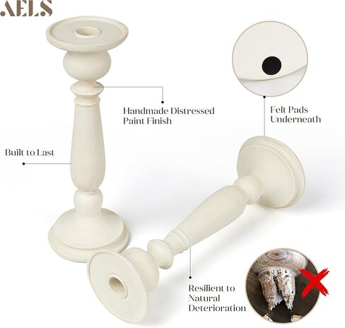 AELS Tall Candle Holders Set of 3, Rustic Candlestick Holder, Vintage Centerpiece Table Decorations, Fireplace Mantel Decor, Elegant Antique Candle Holder Decor, Gift Ideas, Distressed Gold in Kuwait