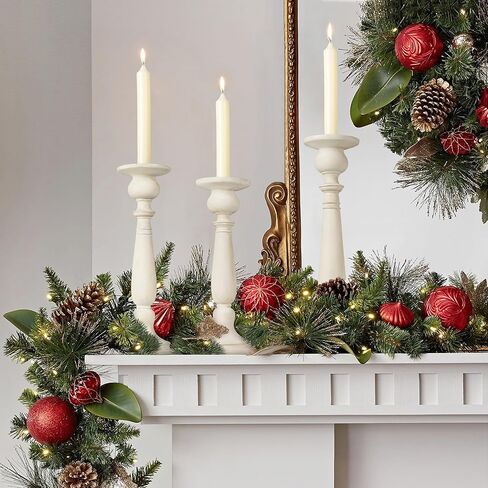 AELS Tall Candle Holders Set of 3, Rustic Candlestick Holder, Vintage Centerpiece Table Decorations, Fireplace Mantel Decor, Elegant Antique Candle Holder Decor, Gift Ideas, Distressed Gold in Kuwait