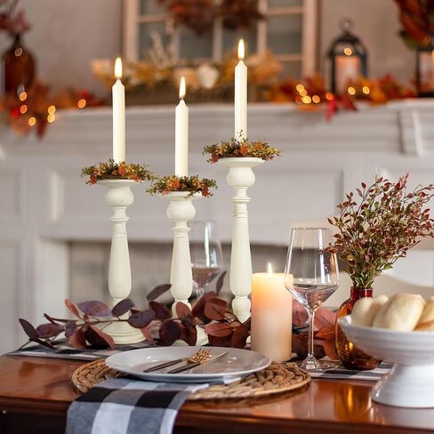 AELS Tall Candle Holders Set of 3, Rustic Candlestick Holder, Vintage Centerpiece Table Decorations, Fireplace Mantel Decor, Elegant Antique Candle Holder Decor, Gift Ideas, Distressed Gold in Kuwait