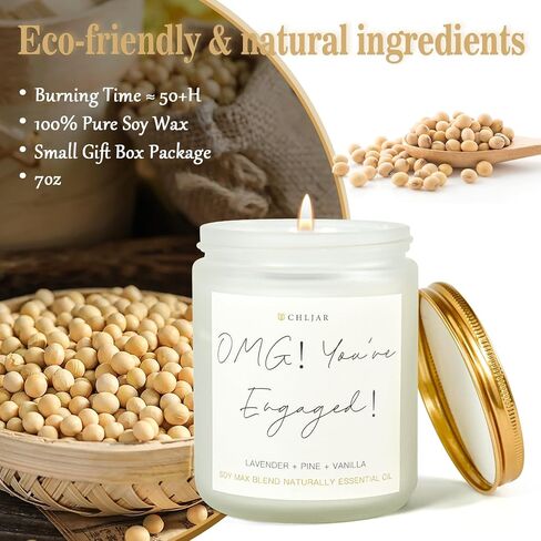 Engagement Gifts for Couples, Engagement Gift, Bridal Shower Gifts, Engagement Party Decorations, Couples Gift - OMG Youre Engaged 7oz Natural Soy Lavender Candle with 50+ Hours Burn Time in Saudi Arabia
