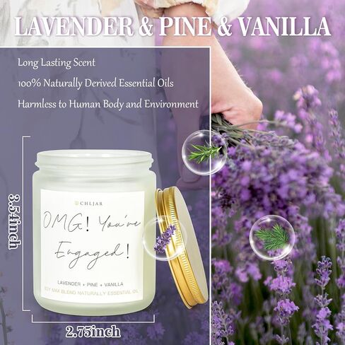 Engagement Gifts for Couples, Engagement Gift, Bridal Shower Gifts, Engagement Party Decorations, Couples Gift - OMG Youre Engaged 7oz Natural Soy Lavender Candle with 50+ Hours Burn Time in Saudi Arabia