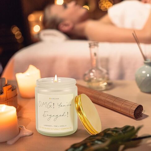 Engagement Gifts for Couples, Engagement Gift, Bridal Shower Gifts, Engagement Party Decorations, Couples Gift - OMG Youre Engaged 7oz Natural Soy Lavender Candle with 50+ Hours Burn Time in Saudi Arabia