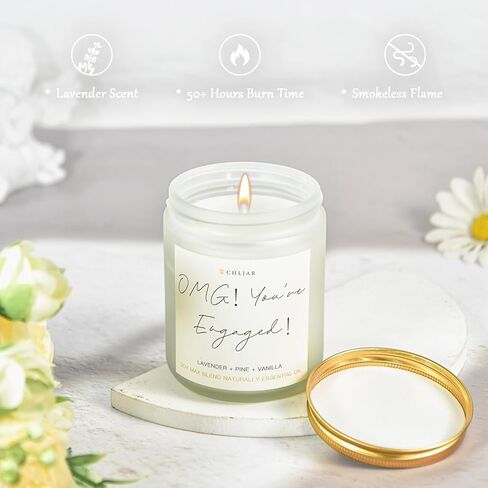 Engagement Gifts for Couples, Engagement Gift, Bridal Shower Gifts, Engagement Party Decorations, Couples Gift - OMG Youre Engaged 7oz Natural Soy Lavender Candle with 50+ Hours Burn Time in Saudi Arabia