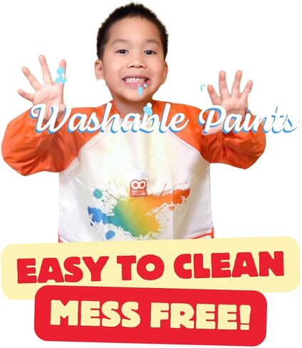 مجموعة طلاء للأطفال قابلة للغسل مكونة من 25 قطعة من OAT ART STUDIO مع دهانات قابلة للغسل، وفرش فنان وأنسجة، ولوحة ألوان، وملابس أطفال، ووسادة وسائط مختلطة، وقماش على شكل قلب in Kuwait