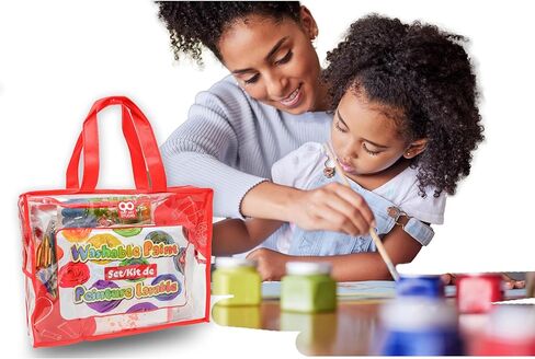 مجموعة طلاء للأطفال قابلة للغسل مكونة من 25 قطعة من OAT ART STUDIO مع دهانات قابلة للغسل، وفرش فنان وأنسجة، ولوحة ألوان، وملابس أطفال، ووسادة وسائط مختلطة، وقماش على شكل قلب in Kuwait