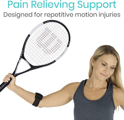 Vive Tennis Elbow Brace للرجال والنساء 2 Pack - دعامة الكوع لالتهاب الأوتار لالتهاب الجراب ومرفق لاعبي الغولف والتهاب اللقيمة الوسطي والتهاب المفاصل وتخفيف الألم - شريط دعم الذراع، تخفيف آلام الساعد قابل للتعديل (أسود) in Kuwait