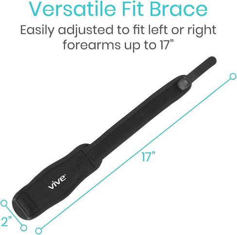 Vive Tennis Elbow Brace للرجال والنساء 2 Pack - دعامة الكوع لالتهاب الأوتار لالتهاب الجراب ومرفق لاعبي الغولف والتهاب اللقيمة الوسطي والتهاب المفاصل وتخفيف الألم - شريط دعم الذراع، تخفيف آلام الساعد قابل للتعديل (أسود) in Kuwait