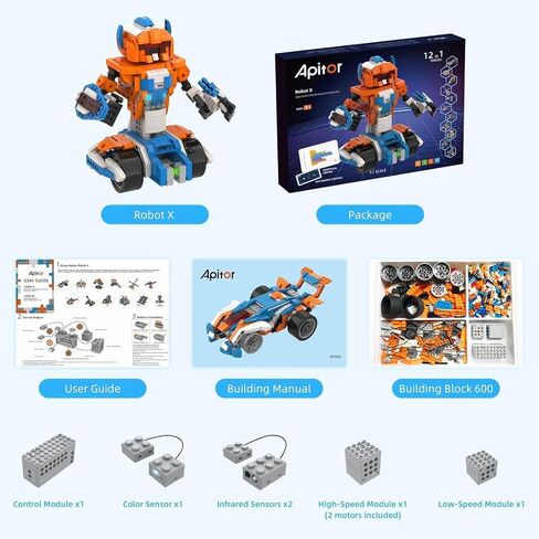 Apitor 20-in-1 Robot Toys for 6 7 8 9 10 11 12+ Years Old Teen Boys Girls, Upgrade Programmable Building Kit with APP Remote Control, STEM Projects Educational Birthday Gift for Kids Ages 6-8 8-12 in Kuwait