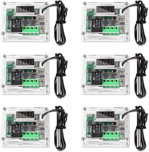 AITRIP 3PCS W1209 12V DC Digital Temperature Controller Board with 10A One-channel Relay and Waterproof Micro Digital Thermostat -50-110°C Electronic Temperature Temp Control Module Switch (With Case) in Saudi Arabia