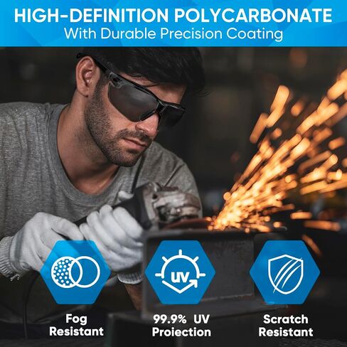 TICONN Safety Glasses for Men and Women, Adjustable Arms, ANSI Z87.1 Anti-Fog, Scratch Proof Eye Goggles, UV Protection in Saudi Arabia