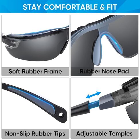 TICONN Safety Glasses for Men and Women, Adjustable Arms, ANSI Z87.1 Anti-Fog, Scratch Proof Eye Goggles, UV Protection in Saudi Arabia