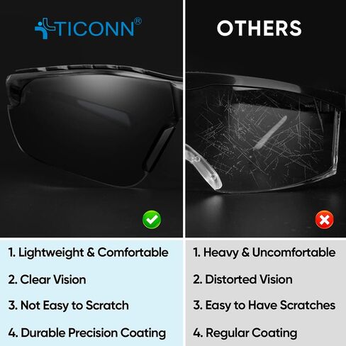 TICONN Safety Glasses for Men and Women, Adjustable Arms, ANSI Z87.1 Anti-Fog, Scratch Proof Eye Goggles, UV Protection in Saudi Arabia