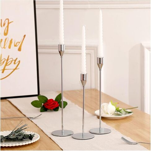 3Pcs Matte Black Candlestick Holders Set Fit 3/4" Tall Taper Candle Home Decorative Table Centerpieces for Family Dinning, Party Decoration in Saudi Arabia