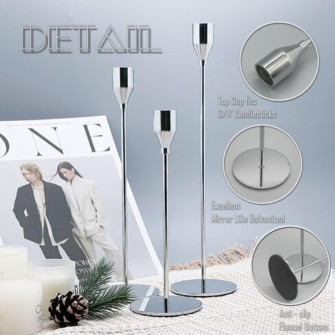 3Pcs Matte Black Candlestick Holders Set Fit 3/4" Tall Taper Candle Home Decorative Table Centerpieces for Family Dinning, Party Decoration in Saudi Arabia