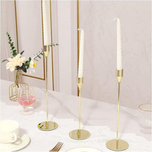 3Pcs Matte Black Candlestick Holders Set Fit 3/4" Tall Taper Candle Home Decorative Table Centerpieces for Family Dinning, Party Decoration in Saudi Arabia