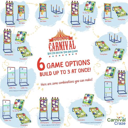 Carnival Games for Kids - Yard Games Include: Ring Toss, Beanbag, Ball Shooting Target Game, Ladder Toss, Darts Board, Tic Tac Toe, Birthday Party Activities, Portable Backyard Outdoor Games for Kids in Saudi Arabia
