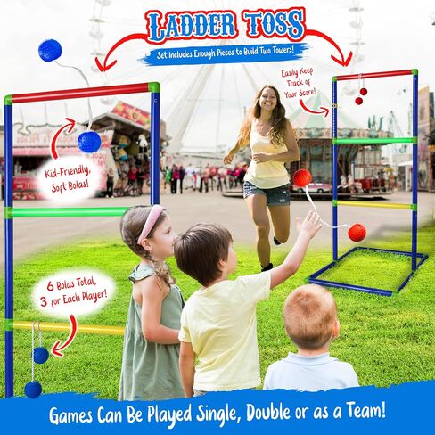 Carnival Games for Kids - Yard Games Include: Ring Toss, Beanbag, Ball Shooting Target Game, Ladder Toss, Darts Board, Tic Tac Toe, Birthday Party Activities, Portable Backyard Outdoor Games for Kids in Saudi Arabia