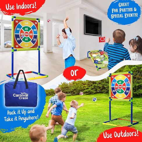 Carnival Games for Kids - Yard Games Include: Ring Toss, Beanbag, Ball Shooting Target Game, Ladder Toss, Darts Board, Tic Tac Toe, Birthday Party Activities, Portable Backyard Outdoor Games for Kids in Saudi Arabia