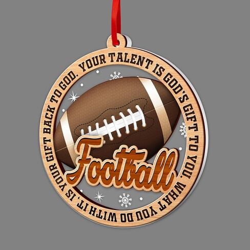 Football Ornament, Football Ornaments for Christmas Tree, 2 Layer Wood & Acrylic Christmas Ornament 2024, Football Lover Onament, Football Ornament Lover Gift, Friendship Football Christmas Ornament in Kuwait