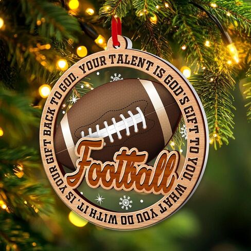 Football Ornament, Football Ornaments for Christmas Tree, 2 Layer Wood & Acrylic Christmas Ornament 2024, Football Lover Onament, Football Ornament Lover Gift, Friendship Football Christmas Ornament in Kuwait