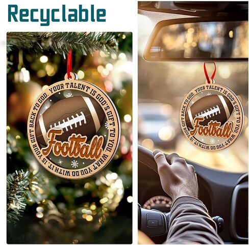 Football Ornament, Football Ornaments for Christmas Tree, 2 Layer Wood & Acrylic Christmas Ornament 2024, Football Lover Onament, Football Ornament Lover Gift, Friendship Football Christmas Ornament in Kuwait