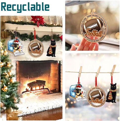 Football Ornament, Football Ornaments for Christmas Tree, 2 Layer Wood & Acrylic Christmas Ornament 2024, Football Lover Onament, Football Ornament Lover Gift, Friendship Football Christmas Ornament in Kuwait