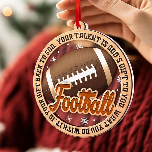 Football Ornament, Football Ornaments for Christmas Tree, 2 Layer Wood & Acrylic Christmas Ornament 2024, Football Lover Onament, Football Ornament Lover Gift, Friendship Football Christmas Ornament in Kuwait
