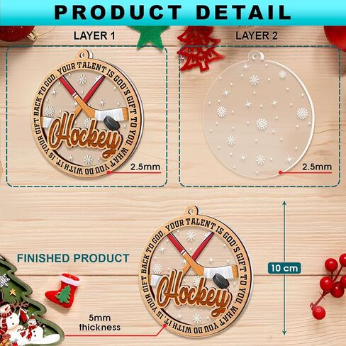 Football Ornament, Football Ornaments for Christmas Tree, 2 Layer Wood & Acrylic Christmas Ornament 2024, Football Lover Onament, Football Ornament Lover Gift, Friendship Football Christmas Ornament in Kuwait