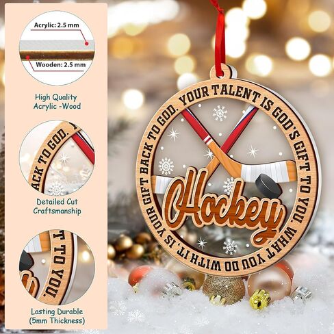 Football Ornament, Football Ornaments for Christmas Tree, 2 Layer Wood & Acrylic Christmas Ornament 2024, Football Lover Onament, Football Ornament Lover Gift, Friendship Football Christmas Ornament in Kuwait