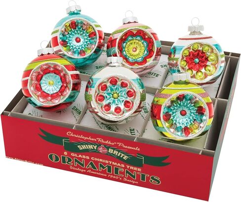 Shiny Brite Festive FETE 6 Count 3.25" Decorated Reflector Rounds in Saudi Arabia