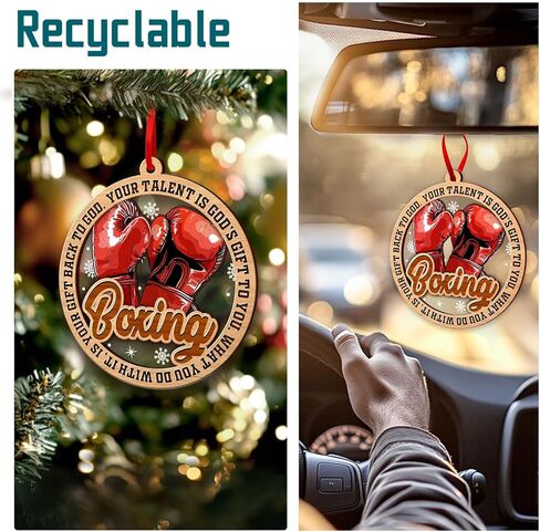 زخرفة كرة القدم، زينة كرة القدم لشجرة عيد الميلاد، زينة عيد الميلاد من الخشب والأكريليك بطبقتين 2024، زينة لمحبي كرة القدم، هدية لمحبي زينة كرة القدم، زينة عيد الميلاد لكرة القدم الصداقة in Kuwait