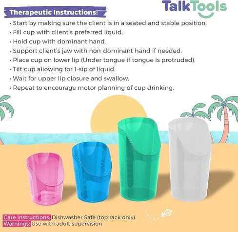 TalkTools CutOut Nosey Cups - Drinking Glass for Stable & Fixed Position, Special Drinking Cups, Therapy Training Cups, Motor and Coordination Support (All 3 Sizes (Pink, Blue & Green)) in Kuwait