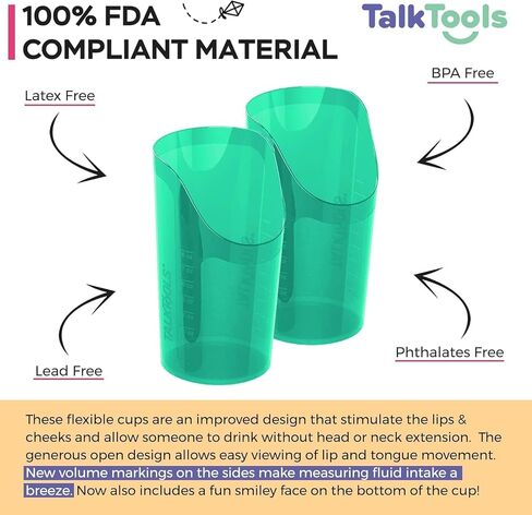 TalkTools CutOut Nosey Cups - Drinking Glass for Stable & Fixed Position, Special Drinking Cups, Therapy Training Cups, Motor and Coordination Support (All 3 Sizes (Pink, Blue & Green)) in Kuwait