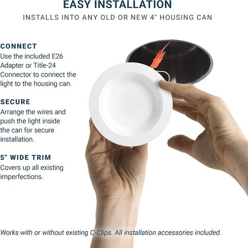 PARMIDA (6 Pack) 4 Inch 5CCT LED Recessed Lighting, Dimmable, 9W, 650LM, 2700K/3000K/4000K/5000K/6000K 5 Color Selectable, Baffle Trim Retrofit Can Light, Wet Rated, ETL & Energy Star Certified in Saudi Arabia