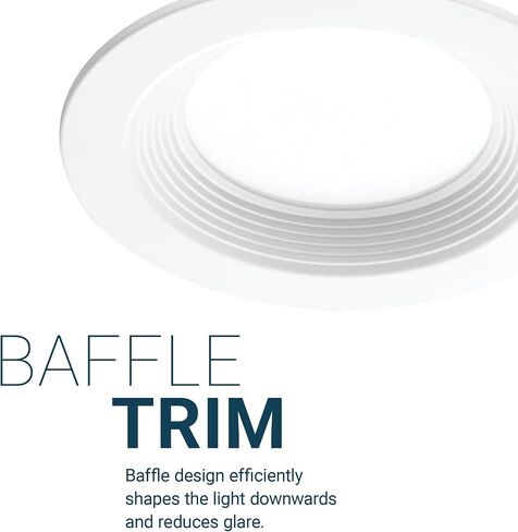 PARMIDA (6 Pack) 4 Inch 5CCT LED Recessed Lighting, Dimmable, 9W, 650LM, 2700K/3000K/4000K/5000K/6000K 5 Color Selectable, Baffle Trim Retrofit Can Light, Wet Rated, ETL & Energy Star Certified in Saudi Arabia