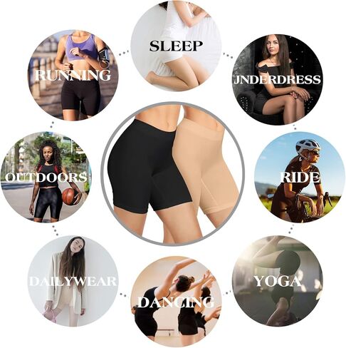 قطعتان من السراويل القصيرة للنساء تحت الفساتين، شورت صيفي بدون خياطة مضاد للاحتكاك (B-2pcs Nude، XXL) in Kuwait