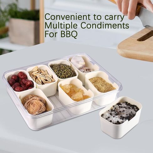 Divided Serving Tray with Lid and Handle, 8 Compartment Snackle Box Container, Portable Snack Tray, Clear Fruit, Nuts, Snack Box, Veggie Tray with Lid, Snackle Box for Picnic, Travel in Saudi Arabia