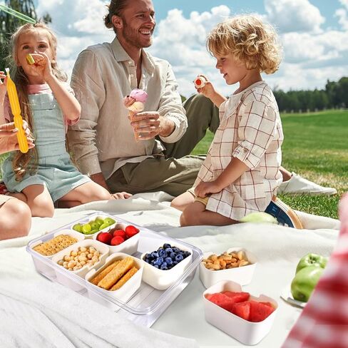 Divided Serving Tray with Lid and Handle, 8 Compartment Snackle Box Container, Portable Snack Tray, Clear Fruit, Nuts, Snack Box, Veggie Tray with Lid, Snackle Box for Picnic, Travel in Saudi Arabia