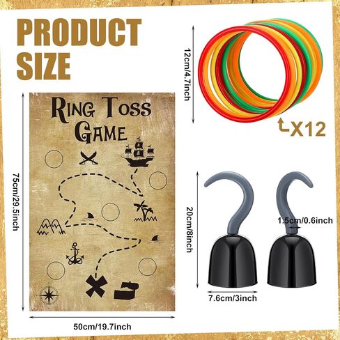 Libima 18 Pcs Pirate Hook Ring Toss Games Set Includes 1 Pirate Game Board 5 Captain Hooks 12 Plastic Toss Rings Indoor Outdoor Game Gifts for Pirate Theme Party Decorations and Supplies in Saudi Arabia
