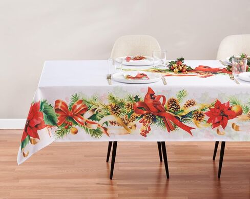 Kadut Christmas Ribbon Tablecloth (60 x 102 Inch) for 6 Foot Rectangle Tables, Heavy Duty Fabric, Stain Proof Xmas Ribbon Table Cloth for Harvest, Holiday, and Fall, & Christmas Dinner. in Kuwait