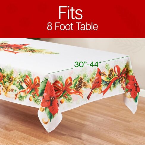 Kadut Christmas Ribbon Tablecloth (60 x 102 Inch) for 6 Foot Rectangle Tables, Heavy Duty Fabric, Stain Proof Xmas Ribbon Table Cloth for Harvest, Holiday, and Fall, & Christmas Dinner. in Kuwait